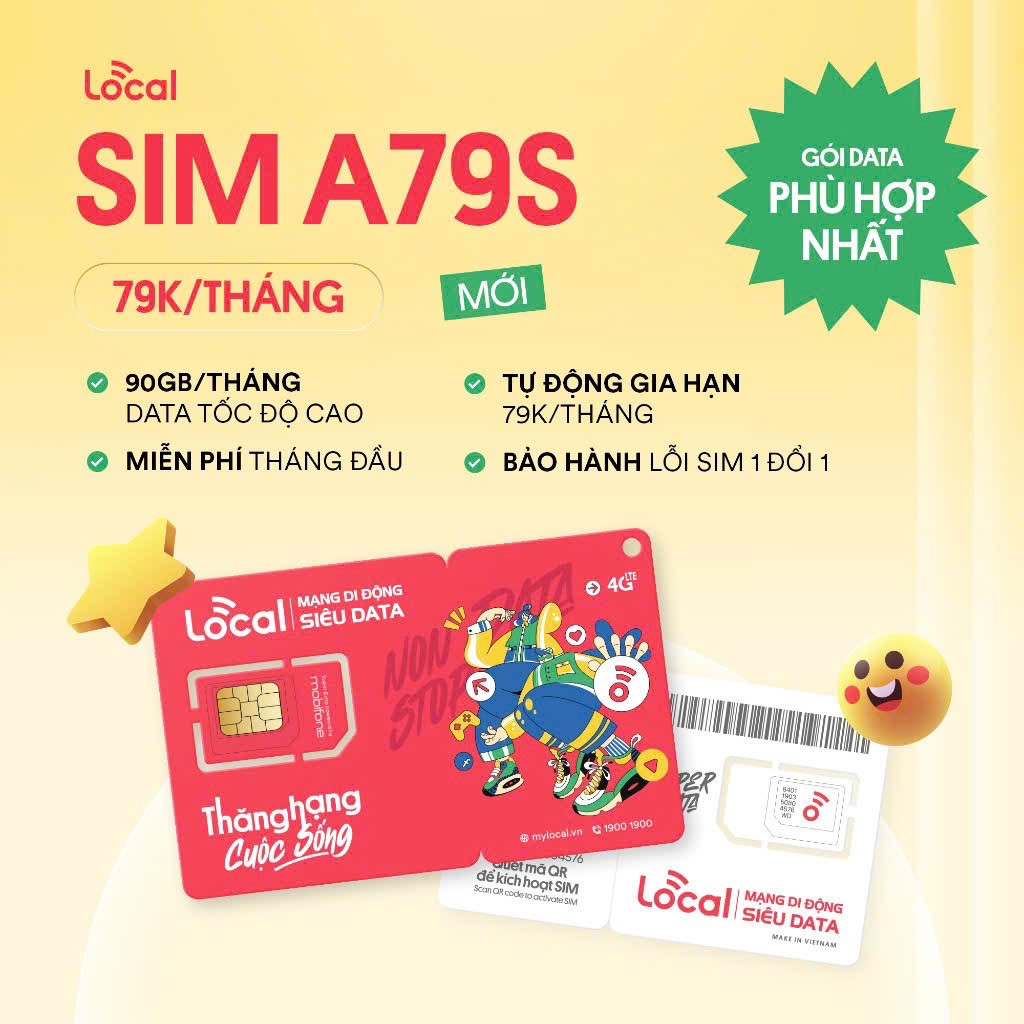 SIM 4G LOCAL A69S MỚI Chỉ từ 69K/Tháng, 2GB Data tốc độ cao/ngày, 60GB/tháng, Miễn phí tháng đầu