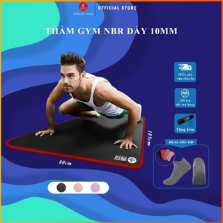 Thảm tập Gym, Yoga dày 10mm Chất liệu NBR Cao Cấp Êm, chống trơn trượt (Mẫu mới 2023) - Tặng kèm túi đựng và dây buộc