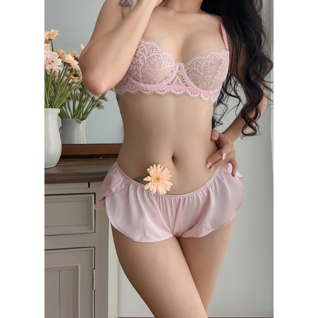 Bộ Đồ Lót TM21 Quần Lụa Bèo Xinh Xắn Áo Không Mút Xuyên Thấu Thiết Kế TIMIN WORKSHOP | BigBuy360 - bigbuy360.vn