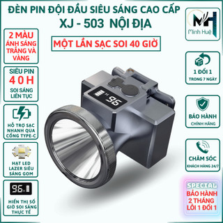 Đèn pin đội đầu siêu sáng XJ 503 pin trâu sáng 40 giờ liên tục hiển thị pin sạc TYPE-C Đèn đội đầu siêu sáng pin trâu