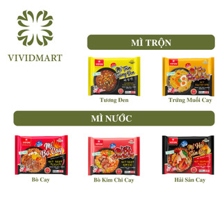 - VIFON - Mì Vifon nấu 4 phút: Bò Kim Chi Cay, Trứng Muối Cay, Bò Cay, Hải Sản Cay, Trộn Tương Đen (105-110g/gói)