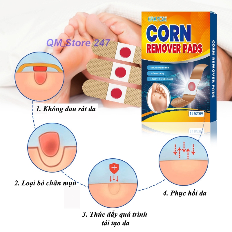 Miếng dán mụn cóc mụt cóc vết chai tẩy mụn vĩnh viễn C10 - Hộp 10 miếng
