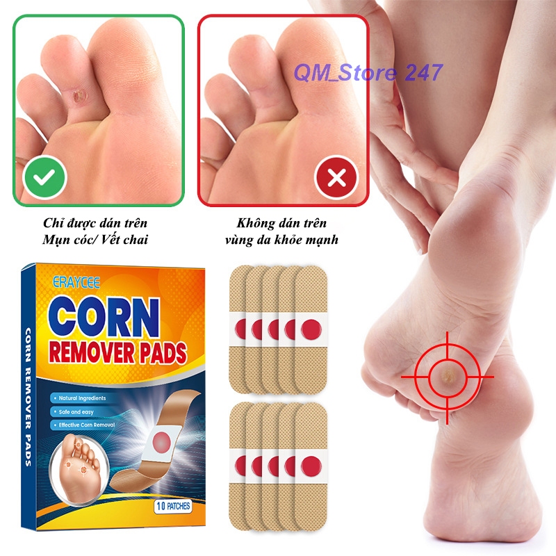 Miếng dán mụn cóc mụt cóc vết chai tẩy mụn vĩnh viễn C10 - Hộp 10 miếng