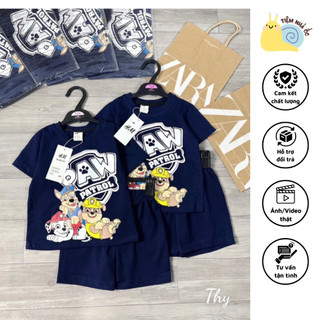 Sét bộ chú chó cứu hộ Paw màu xanh than chất liệu cotton co giãn 4 chiều mềm mịn thoáng mát