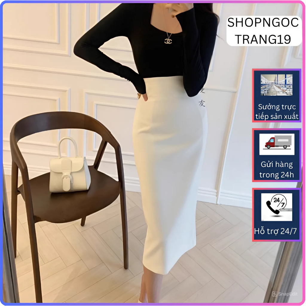 Chân Váy Bút Chì 70cm Cạp Liền Cho Các Nàng Công Sở-SHOPNGOCTRANG19-Chất Liệu Vitex Loại 1- 2 Lớp.