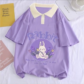 Áo polo siêu xinh cho bé gái màu tím thỏ size đại 22-50kg