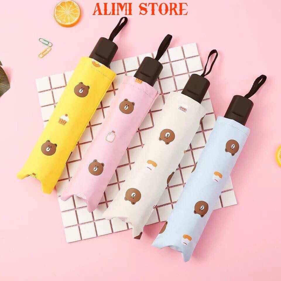 Ô Che Mưa Nắng, Ô Gấp Gọn Che Nắng Mưa Chống Tia UV 🍁FREESHIP🍁 Dù Gấp Gọn Hình Gấu Dễ Thương Alimi