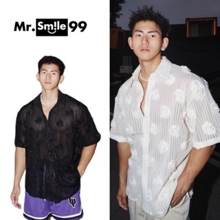 Áo Sơ Mi Dệt Kim Phối Bông Hoa Dệt Nổi Lên Áo, Dòng Vải Cao Cấp Premium Unisex Mr Smile 99 Shop SM135 Menwears Shirt