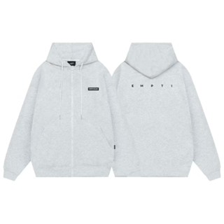 Áo Hoodie Zip Thêu EMPTI Form Rộng Nam Nữ Unisex, Áo Khoác Nỉ Mũ Trùm 2 Lớp