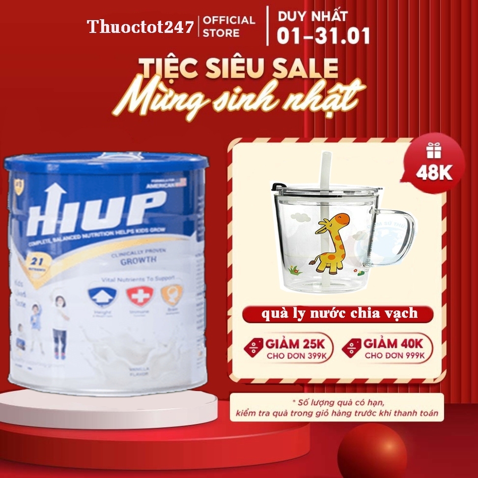 Sữa Hiup phát triển chiều cao cho bé từ 2-15 tuổi  650g phiên Bản mới nâng cấp chất lượng Nutrients 27