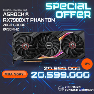 Card màn hình asrock rx 7900xt phantom gaming 20gb oc