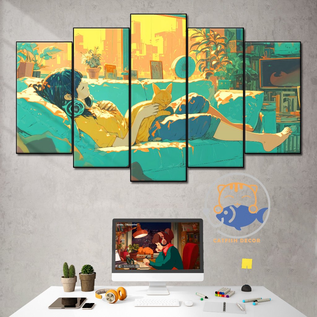 Tranh Dán Tường CASTORICE HSR - Formex Tráng Gương, Sẵn Keo Mặt Sau - Lofi girl - study