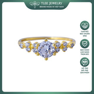 Nhẫn bạc nữ TLEE Elise mạ vàng 14k đính đá sang trọng TLEE JEWELRY A0145