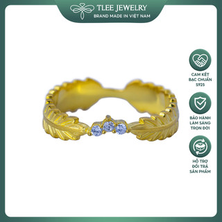 Nhẫn bạc nữ TLEE lá hena mạ vàng 14k cao cấp TLEE JEWELRY A0142