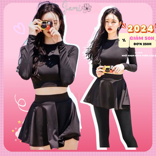 ĐỒ BƠI NỮ tay dài váy quần kín đáo đi tắm biển đi bơi giá rẻ 2XL, 3XL 50k Jami - ATD15