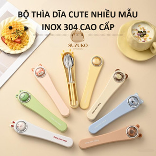 Bộ đũa thìa văn phòng Inox 304 cao cấp, set muỗng nĩa cá nhân ăn cơm có hộp đựng dễ thương cute đi du lịch, đi làm TM18