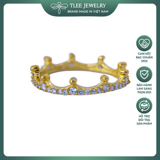 Nhẫn bạc nữ TLEE Crown mạ vàng 14k nạm đá cao cấp TLEE JEWELRY A0140