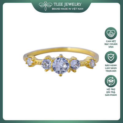 Nhẫn bạc nữ TLEE Snow Princess Fre mạ vàng 14k đính đá cao cấp TLEE JEWELRY A0139