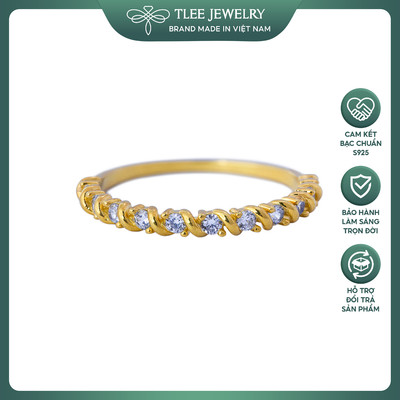 Nhẫn bạc nữ TLEE mạ vàng 14k viền đá bao xoắn sang trọng TLEE JEWELRY A0138