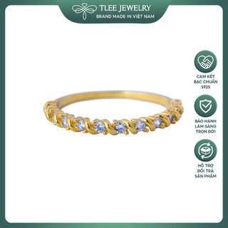 Nhẫn bạc nữ TLEE mạ vàng 14k viền đá bao xoắn sang trọng TLEE JEWELRY A0138