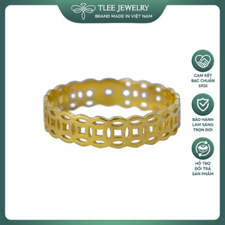 Nhẫn bạc nữ TLEE kim tiền mạ vàng 14k trơn cao cấp TLEE JEWELRY A0136