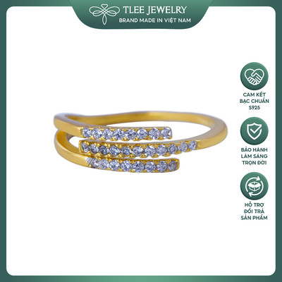 Nhẫn bạc nữ TLEE ghép mạ vàng 14k nạm đá cao cấp TLEE JEWELRY A0133