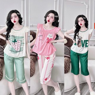 (szie 38-70kg) BỘ ĐỒ NGỦ QUẦN LỬNG ÁO CÁNH TIÊN VẢI LỤA XƯỚC CÓ BIGSIZE 38-70KG