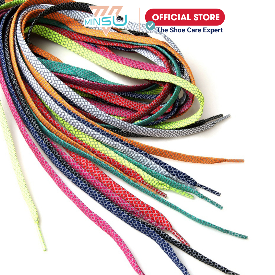 Dây Giày Phản Quang Dẹt Nam Nữ Chính Hãng MINSU Cao Cấp M2413 Cho Giày Thể Thao Sneaker Shoelaces Dẹp Nhiều Màu Dài 1m2