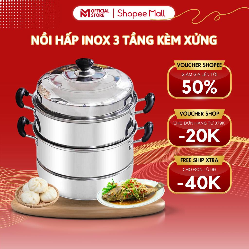 Nồi Hấp Đa Năng 3 Tầng MELLI Chất Liệu Ionx 304, Tay Cầm Chịu Nhiệt Nấu Súp Thực Phẩm, Kèm Xửng Hấp