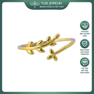 Nhẫn bạc nữ TLEE lá trơn basic mạ vàng 14k dịu dàng TLEE JEWELRY A0130