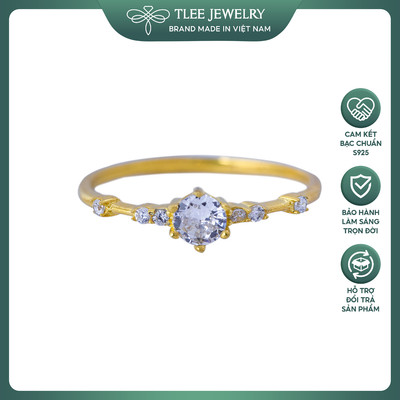 Nhẫn bạc nữ TLEE Snow Nor mạ vàng 14k nạm đá lấp lánh TLEE JEWELRY A0129