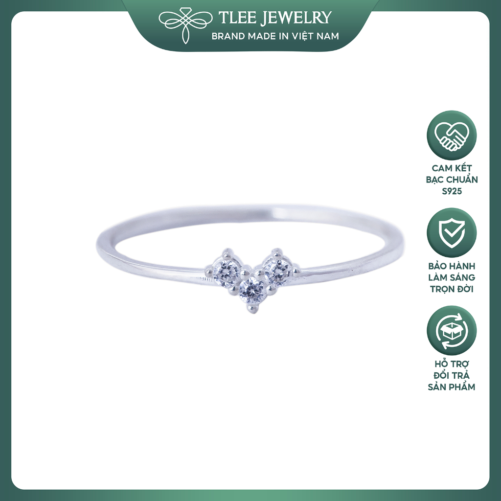 Nhẫn bạc nữ TLEE tim tiny mảnh đính đá lấp lánh TLEE JEWELRY A0126
