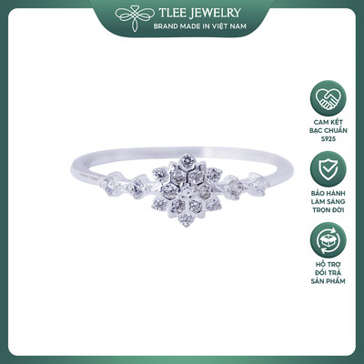 Nhẫn bạc nữ TLEE hoa tuyết nạm đá mini xinh xắn TLEE JEWELRY A0125