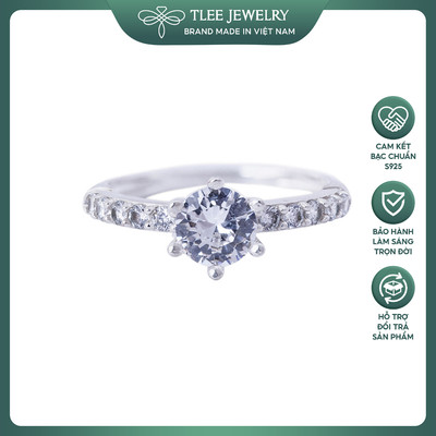 Nhẫn bạc nữ TLEE đính đá sáu chấu viền bằng sang trọng TLEE JEWELRY A0124