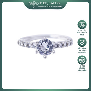 Nhẫn bạc nữ TLEE đính đá sáu chấu viền bằng sang trọng TLEE JEWELRY A0124