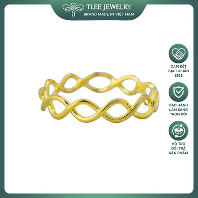 Nhẫn bạc TLEE sóng đan chéo basic mạ vàng 14k cá tính TLEE JEWELRY A0122