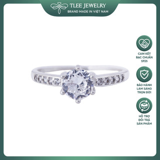Nhẫn bạc nữ TLEE trụ đá sáu chấu nạm đá cao cấp TLEE JEWELRY A0121