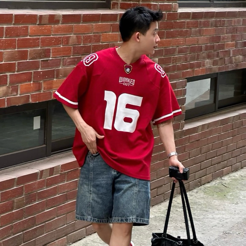 Áo phông tay lỡ JERSEY 16 đắp nổi số phong cách UNISEX nam nữ - áo thun cổ tròn tay lỡ form rộng 🖤 | BigBuy360 - bigbuy360.vn