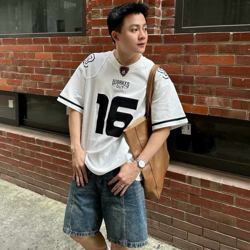 Áo phông tay lỡ JERSEY 16 đắp nổi số phong cách UNISEX nam nữ - áo thun cổ tròn tay lỡ form rộng 🖤 | BigBuy360 - bigbuy360.vn