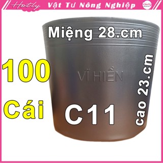 100 Chậu nhựa VĨ HIỀN C11 miệng,cao 28x23cm trồng cây ăn trái và hoa siêu bền--77106