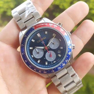 Đồng hồ nam Seiko full kim dây thép máy Nhật cao cấp màu xanh