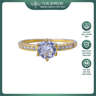 Nhẫn bạc nữ TLEE sáu chấu mạ vàng 14k nạm đá cao cấp TLEE JEWELRY A0110