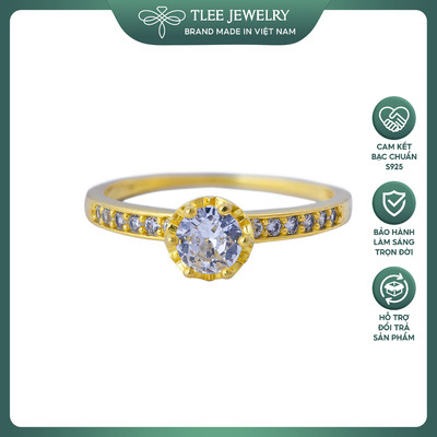 Nhẫn bạc nữ TLEE Jasmine Prince mạ vàng 14k nạm đá cao cấp TLEE JEWELRY A0107