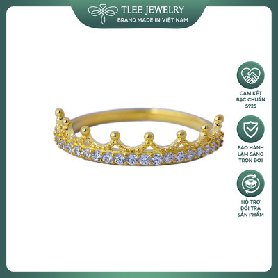 Nhẫn bạc nữ TLEE king nạm đá cao cấp xi vàng 14k TLEE JEWELRY A0105