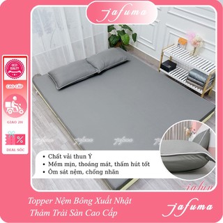 Bộ Ga Gối 3 món Áo Nệm Thun Lạnh Ý 2 Mặt Có Khóa Kéo JAFUMA , Áo Bọc Topper Thun Cao Cấp, Nệm 3-10cm