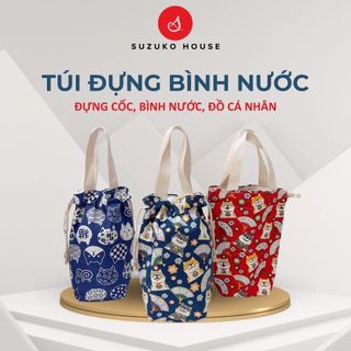 Túi đựng bình ly cốc chai nước giữ nhiệt SUZUKO HOUSE Túi cầm tay dễ thương cute đẹp đựng đồ cá nhân dây rút kín TZ03 