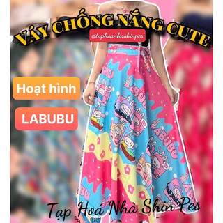 Váy chống nắng dạng buộc - váy chống nắng dạng cột hoạ tiết labubu
