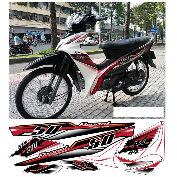 tem sym elegant 50 trắng đen đỏ