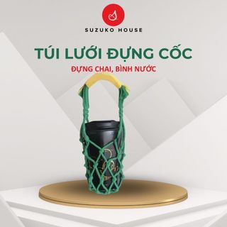  Túi đựng ly bình giữ nhiệt SUZUKO HOUSE túi lưới đựng cốc nước cầm tay cá nhân văn phòng cute vải cotton độc đáo TL01 