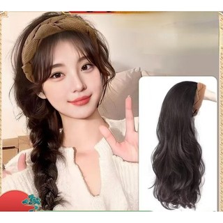 Tóc giả cài nữa đầu BD nâu dáng xù sóng đẹp